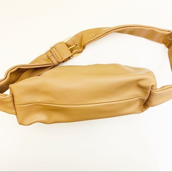 Vegan Leather Upside Down Shoulder Bag, Khaki - Picture 2 of 9